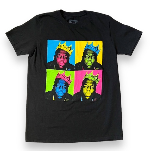 3/$30 Biggie Smalls Portrait Graphic Tee Black Neon Medium The Notorious B.I.G. - Picture 1 of 8